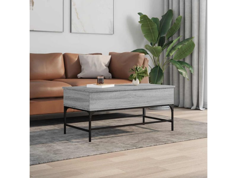  Table basse - table de salon - table à thé sonoma gris 100x50x45 cm bois d'ingénierie et métal  - Conforama C
