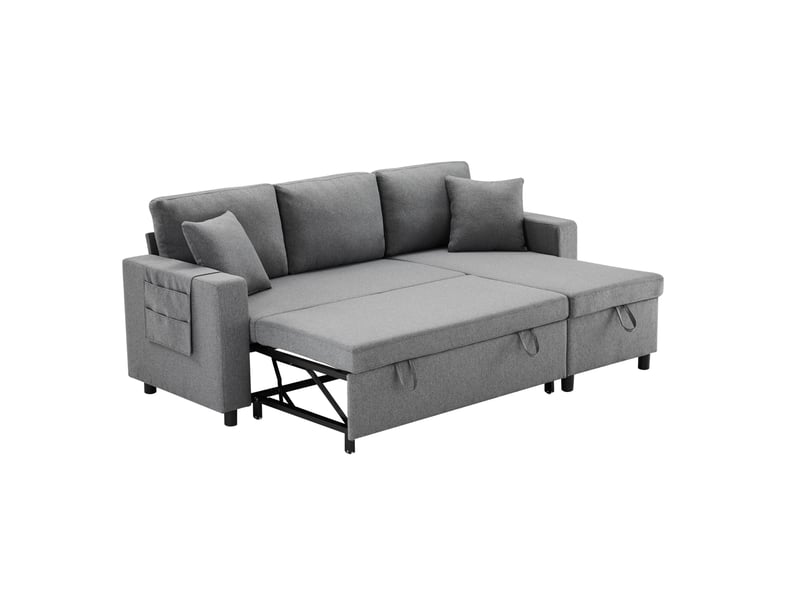  Canapé d’angle convertible modenvie 3 à 4 places réversible avec coffre gris foncé 219,5 x 142,5 cm  - Conforama A