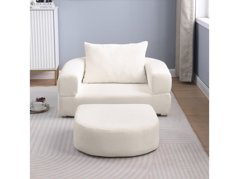 Canapé modulaire réversible à assise large - lpospi - éléments indépendants pour salon, chenille beige - Conforama C