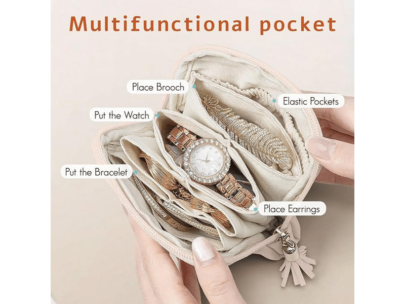Petit organisateur de bijoux de voyage, pochette à bijoux, sac de rangement pour bracelets bagues boucles d'oreilles, trousse de voyage portable - Conforama E