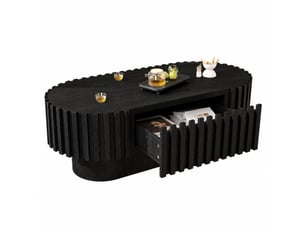 Table basse ovale coloris noir <strong>MODFU</strong> <strong></strong> - 50 cmx100 cm