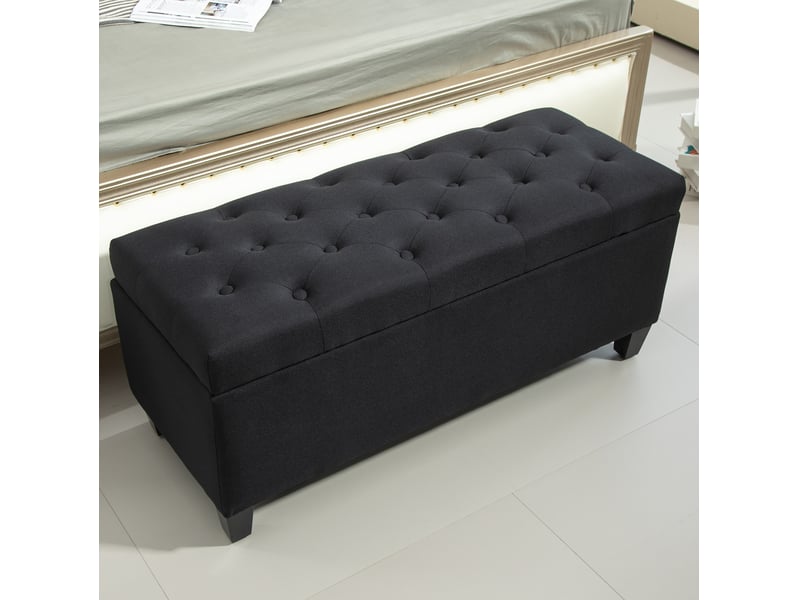  Banquette de rangement 100x40x44 cm siège relevable polyester noir  - Conforama C