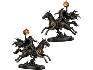 Lot de 2 figurines lumineuses de cavalier sans tête – led chaud, citrouille, décoration halloween