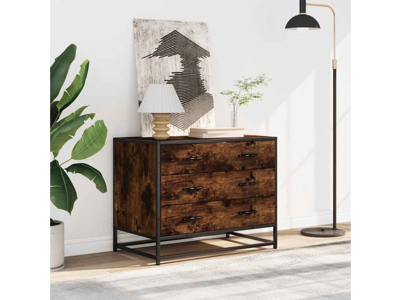  Commode chambre adulte, armoire à tiroirs chêne fumé 70x41x56 cm bois d'ingénierie  - Conforama C