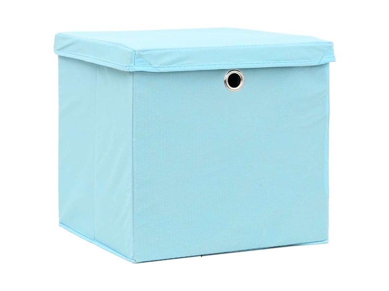  Boîtes de rangement et couvercles 4 pcs bleu 32x32x32 cm tissu  - Conforama C