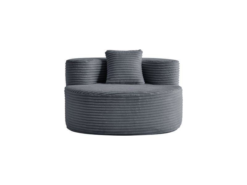  Fauteuil cloud fixe en velours côtelé gris foncé 112 × 105 cm, confort moelleux pour votre espace détente  - Conforama A