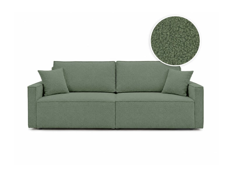  Farah - canapé droit 3 places convertible accoudoirs slim en tissu bouclettes généreuses  - Conforama A