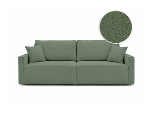 Canapé droit convertible LOUNGITUDE FARAH 3 places Tissu vert avec coffre de rangement