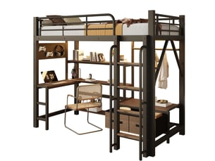 Lit mezzanine 90x200 cm <strong>WISHDOR</strong>  <strong></strong> coloris noir