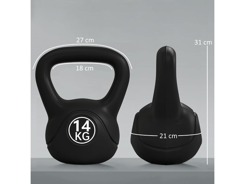  Kettlebell, haltère de 14 kg lestée de sable, pour débutants, noire  - Conforama E