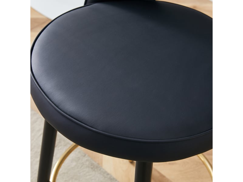 Tabourets de bar pivotants 360° noirs – assise pu rembourrée, lot de 2, pour bar, cuisine, terrasse – design moderne - Conforama D