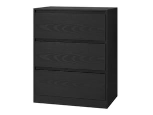 Commode 3 tiroirs sans poignées, meuble de rangement moderne, 60 x 40 x 75 cm, noir