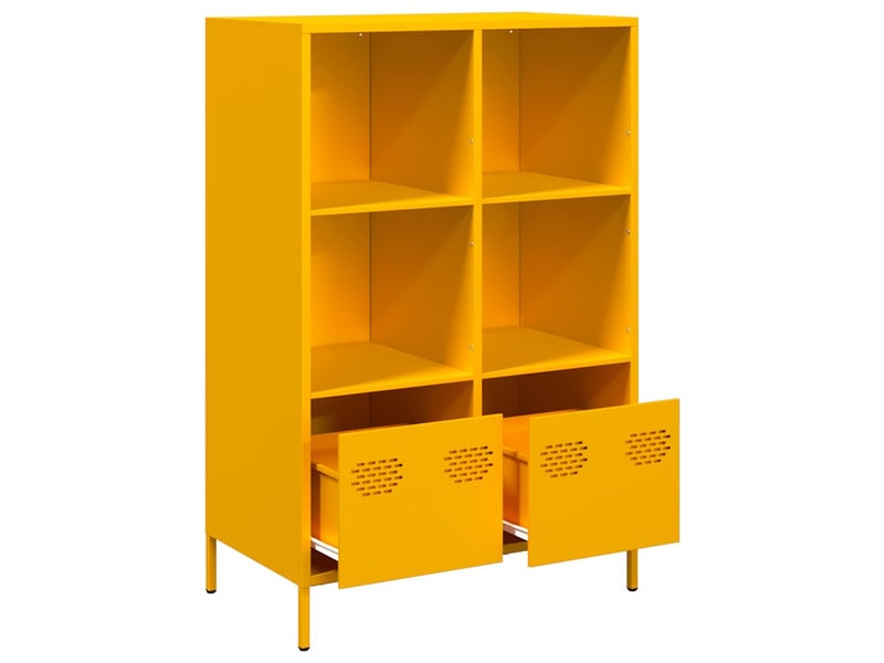  Buffet haut - bahut - meuble de rangement jaune moutarde 68x39x103,5 cm acier  - Conforama D
