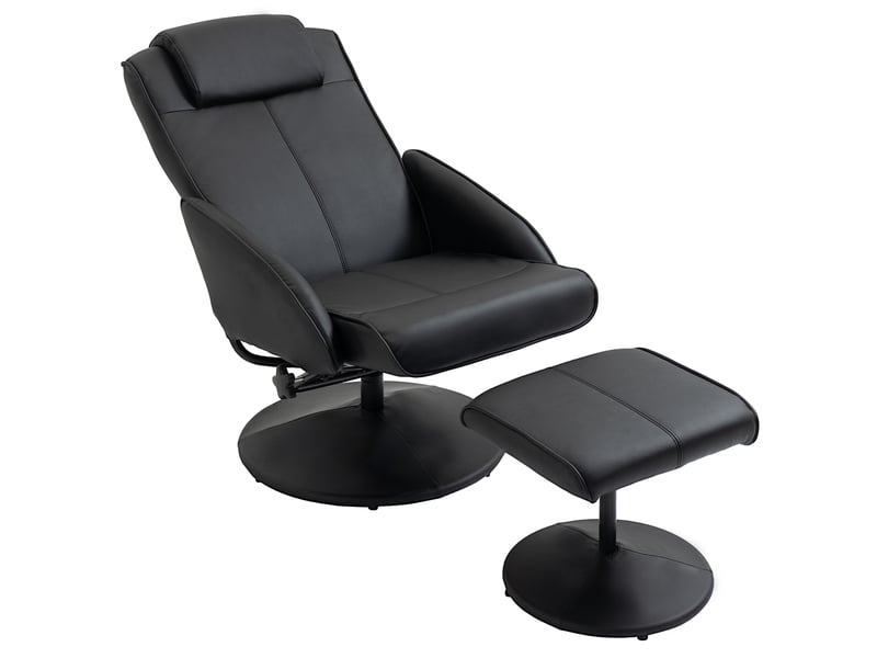  Fauteuil inclinable relaxant avec repose-pieds assorti et revêtement en similicuir noir  - Conforama B