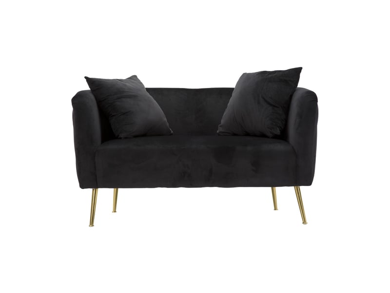  Canapé bucarest en velours noir avec accoudoirs capitonnés et pieds dorés 127x74x71 cm  - Conforama B