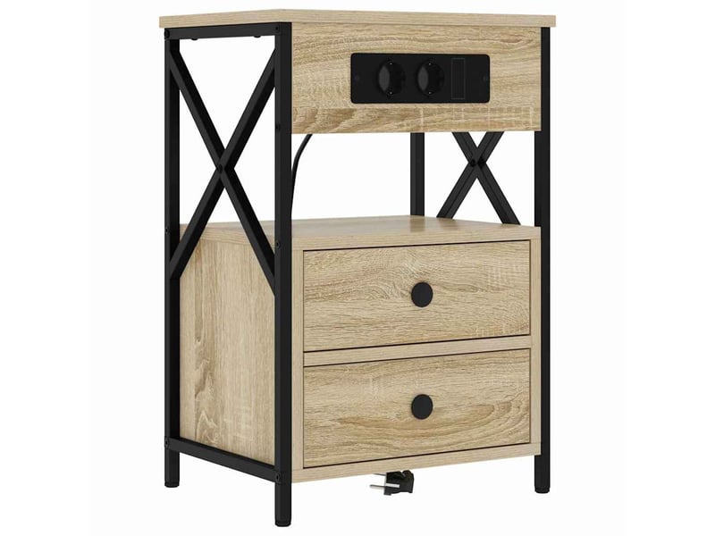  Table de chevet - cabinet de chevet - table de nuit 2 pc chêne sonoma 40 x 31 x 60 cm  - Conforama D
