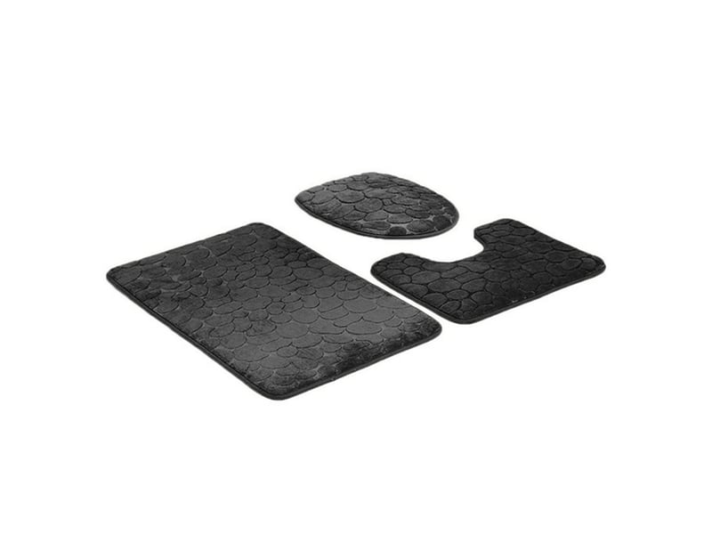  Lot de 3 tapis de bain antidérapants - noir  - Conforama D