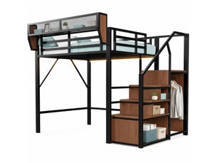 Lit mezzanine 140x200 cm <strong>MODENVIE</strong> <strong></strong> coloris noir