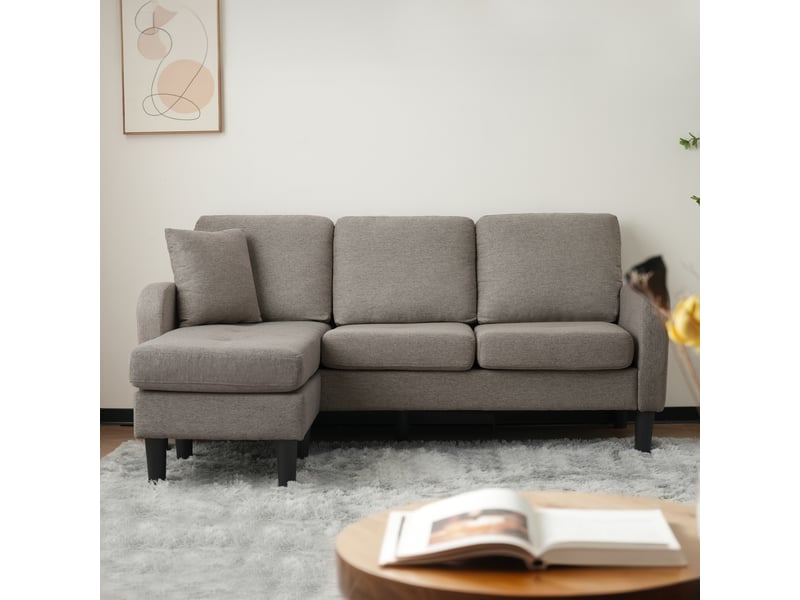 Canapé d'angle avec méridienne réversible 3 places 166 x 118 x 77 cm compact et modulable - Conforama B