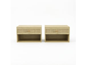 Lot de 2 tables de chevet murales 40 x 34 x 23 cm avec tiroir, naturel