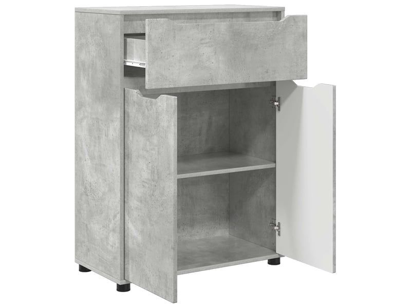 Cabinet de salle de bain, meuble de rangement gris béton 72.5x36.5x100 cm - Conforama E