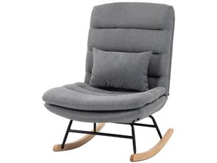 Fauteuil à basculefauteuil avec revêtement aspect lin, coussin lombaire, dossier haut, assise large, double rembourrage, gris clair