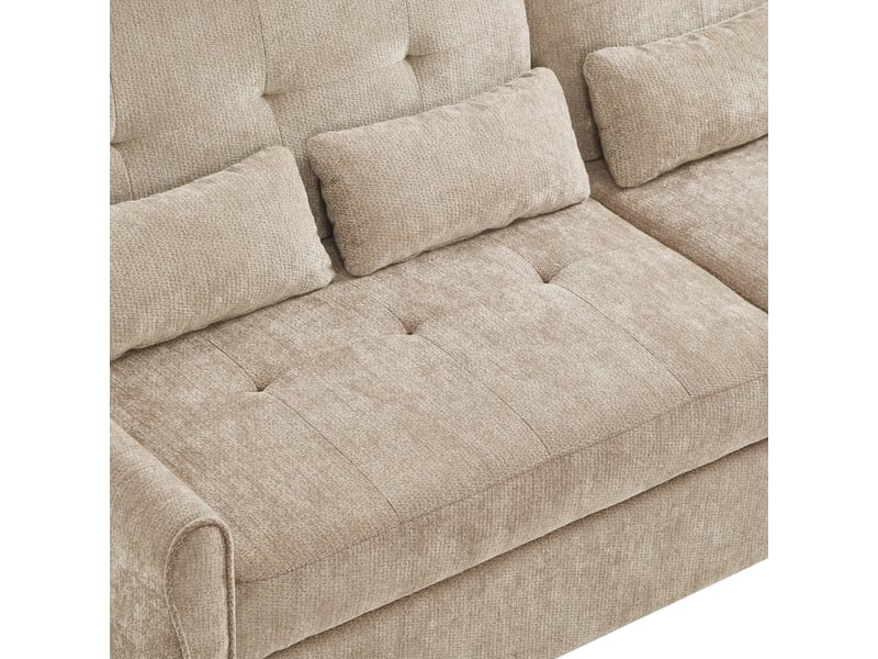 Canapé convertible 3 places 176 cm en chenille marron, dossier 3 positions, assise extensible et repose-jambes Fay Lum - Conforama E