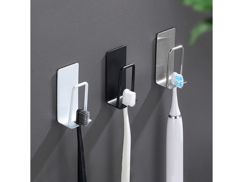  Crochets muraux porte-brosse à dents mural en acier inoxydable, deux pièces, idéal pour gagner de la place dans la salle de bain (blanc  - Conforama D