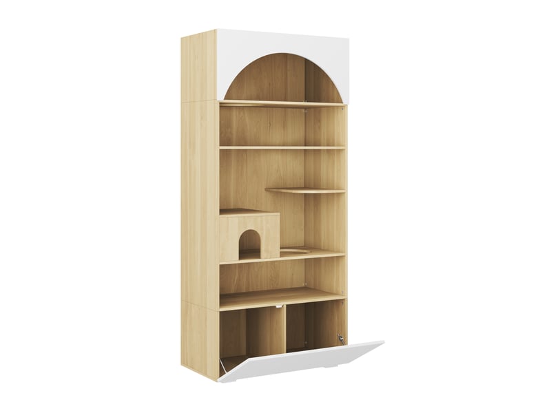 Meuble à plateformes blancbois 90 × 50 × 200 cm, plateformes, niche et 2 rangements IKSETERA TRADING LTD - Conforama E