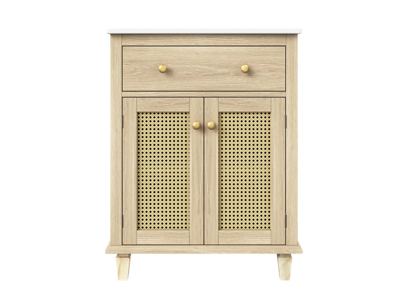  Meuble sous-vasque avec vasque céramique, 2 portes en rotin, 61 x 47 x 87 cm N888P47329394D - Conforama A