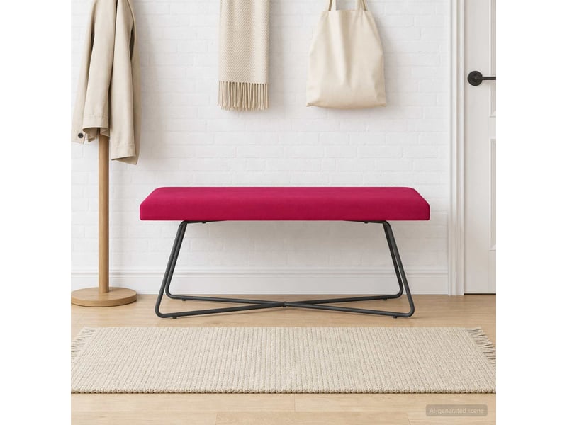  Banc, canapé 2 places bordeaux 110x40x45 cm velours  - Conforama B