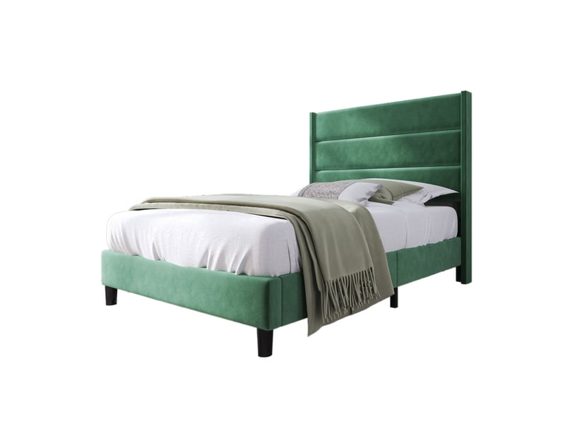  Modenvie lit capitonné 90x200 cm - sommier inclus, avec matelas h3 7 zones - vert foncé  - Conforama A