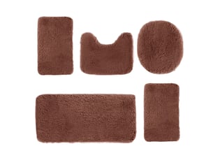 Ensemble de bain 5 pièces avec tapis wc en u - marron