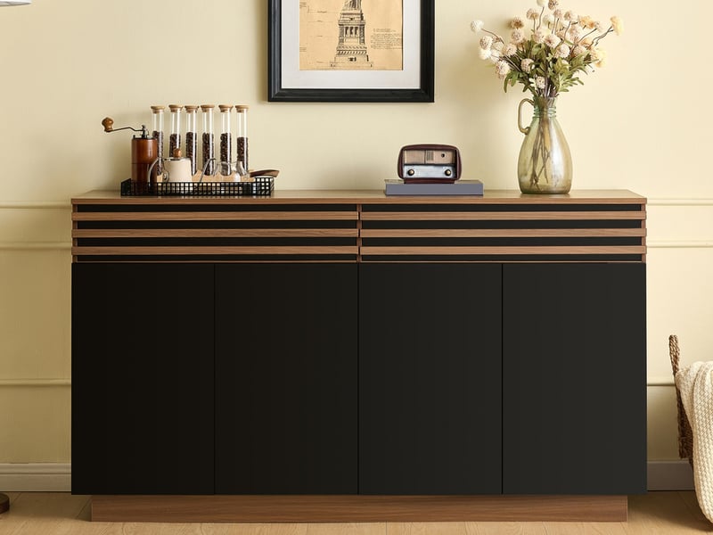 Buffet moderne et tendance, 150x40x85 cm, finition bois, 2 tiroirs, 4 portes, idéal pour le salon, la salle à manger et la cuisine - Conforama B