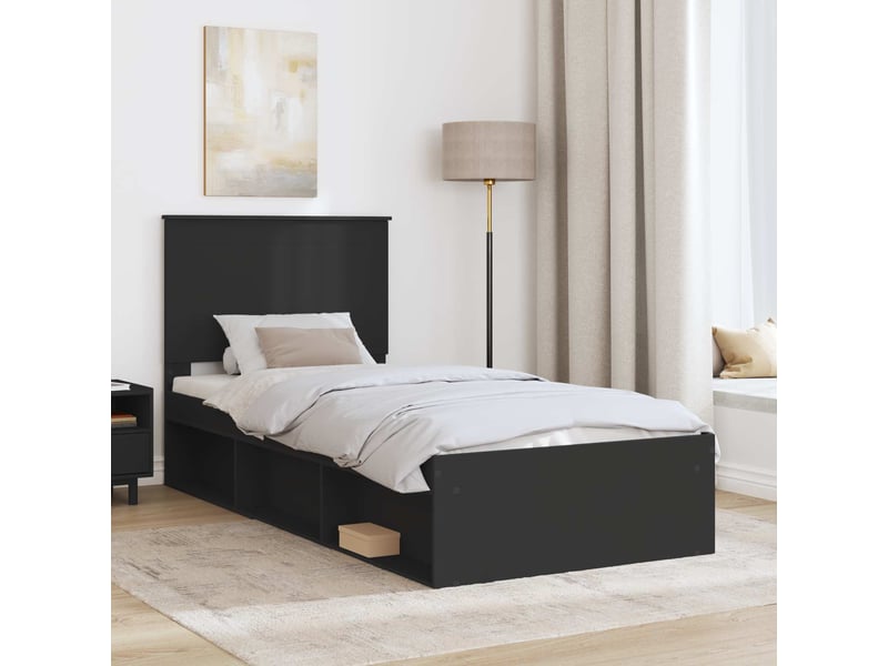  Lit simple- lit adulte -  cadre de lit noir 100 x 200 cm bois de pin massif  - Conforama B