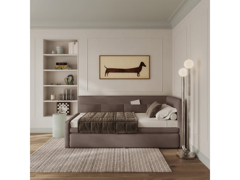  Selsey nesmi - lit rembourré - 90x200 cm - brun clair Nesmi - Conforama C
