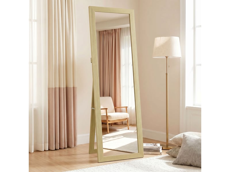  Miroir sur pied 157 x 37 cm avec cadre en mdf, miroir incliné ou mural en chêne  - Conforama D