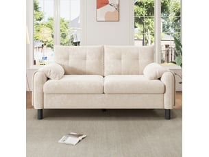 Canapé droit fixe <strong>HAVRYA</strong> <strong></strong> 2 places Tissu beige