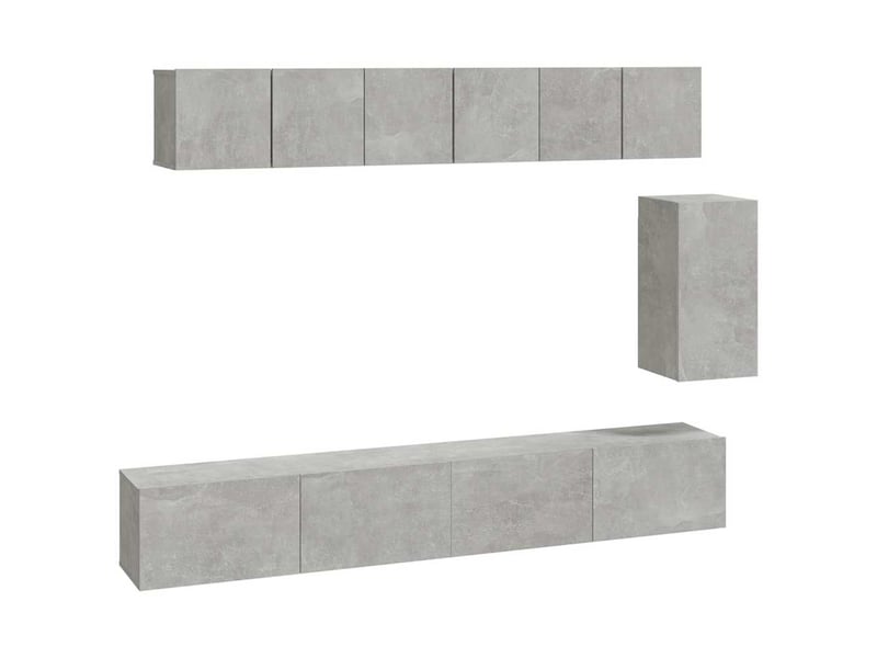  Ensemble de meubles tv 6 pcs gris béton bois d'ingénierie shl22615  - Conforama A