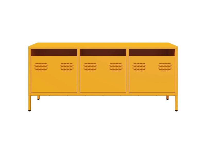  Meuble tv - banc tv - meuble de rangement jaune moutarde 101,5x39x43,5 cm acier laminé à froid  - Conforama D