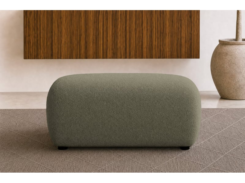  Cassis - pouf en tissu chenille vert 105x57x40  - Conforama E
