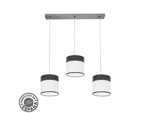 Rampe de plafond fabrilamp cloe chromeblanc-bois noir 3 x e27 hauteur réglable 35-108 cm 60x16 cm