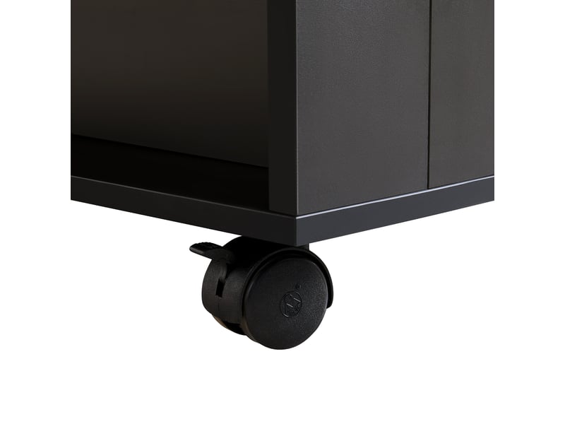 Desserte de cuisine à roulettes avec plateau extensible, rangements et prises usb en panneaux de particules noire - Conforama D
