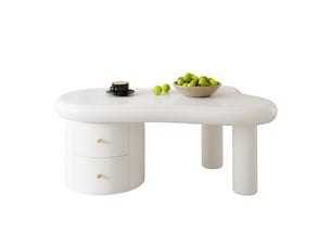 Table basse forme atypique coloris blanc OKWISH - 64 cmx97 cm