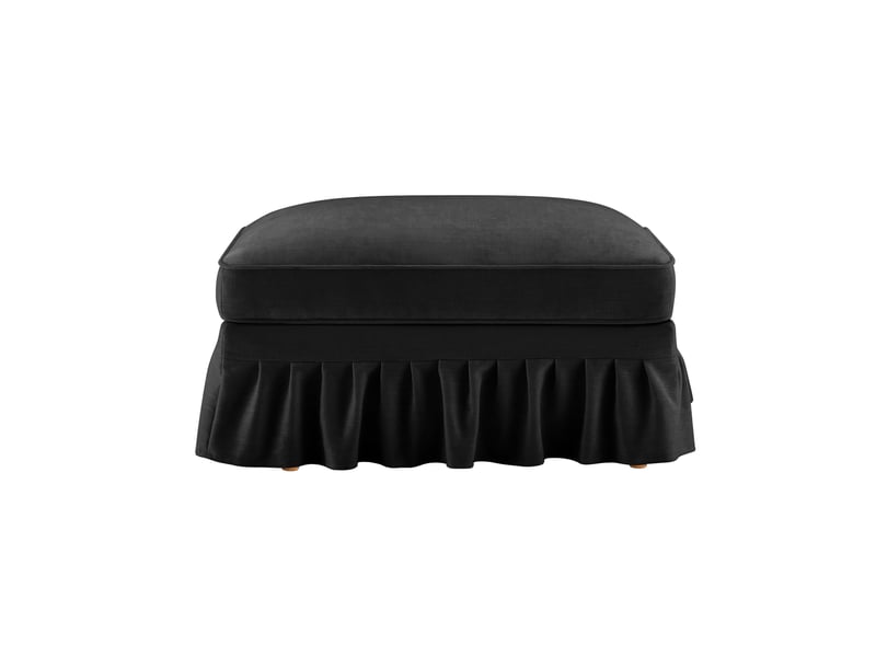 Pouf windsor en chenille noir, repose-pieds confortable pour salon moderne - Conforama A