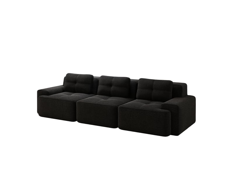  Canapé d'angle, canapé modulable – 3 places, en velours tricoté, sans montage, noir, sans cadre, style cloud  - Conforama E