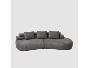 Canapé modulaire 3 places incurvé sans accoudoirs - modules libres en chenille - gris anthracite