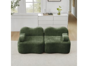 Canapé 2 places - 192x98x70 cm - canapé droit modulable velours, mousse 32d, sans structure rigide et coussins amovibles - vert
