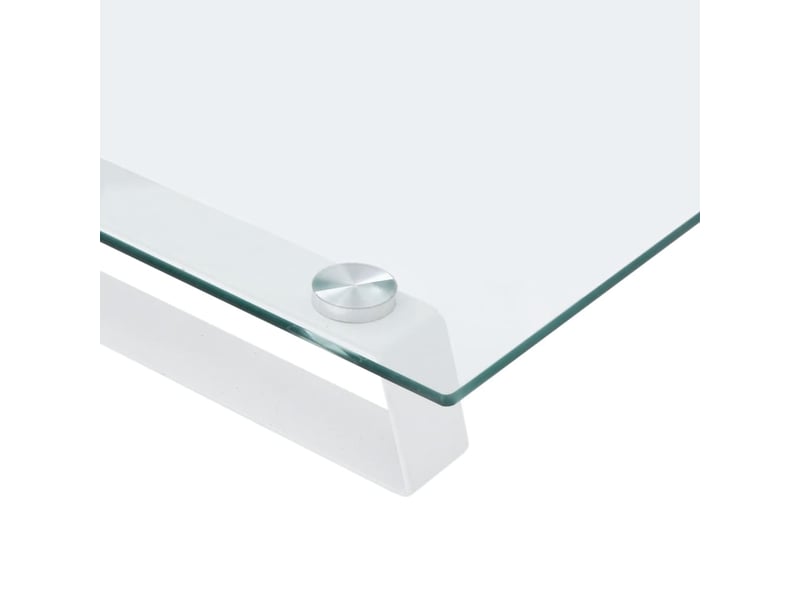  Support de moniteur table meuble bureau 60 x 20 x 8 cm verre trempé et métal blanc 02_0044896  - Conforama E