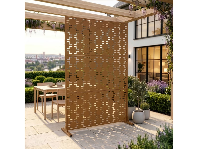 Cloison de séparation basciano pour extérieur et intérieur acier galvanisé 180 x 120 x 40 cm marron casa.pro Basciano - Conforama D